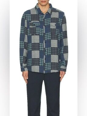 Rails Banton Men's Large Blue Patchwork Plaid Button-Up Flannel Shirt